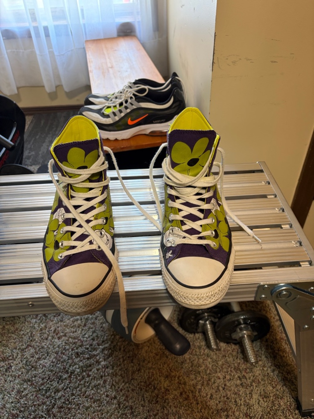 Converse all star purple & Lime High-Top Floral Canvas Sneaker Women's Athletic